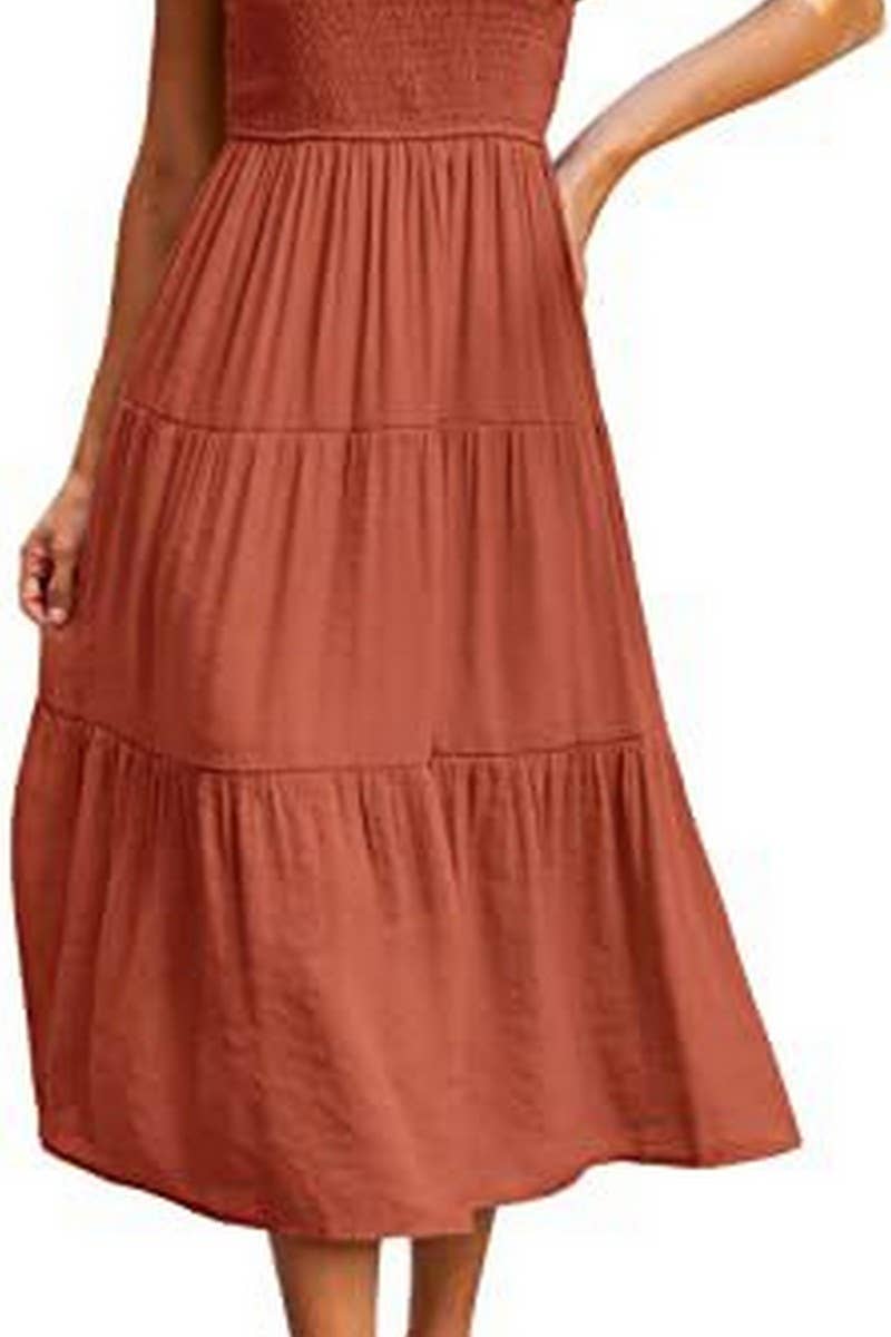 MARINEL - VESTIDO MIDI ELEGANTE FRUNCIDO