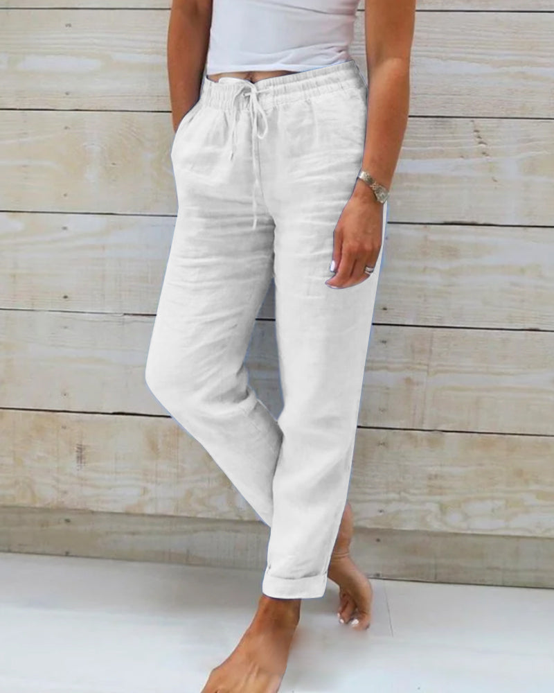 Allison | Pantalones a Medida de Algodón y Lino de Lujo