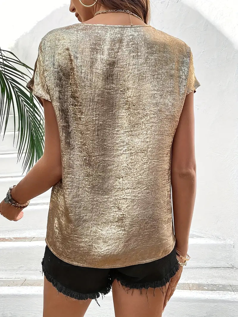 AULEREA - BLUSA ELEGANTE CON ESCOTE EN V