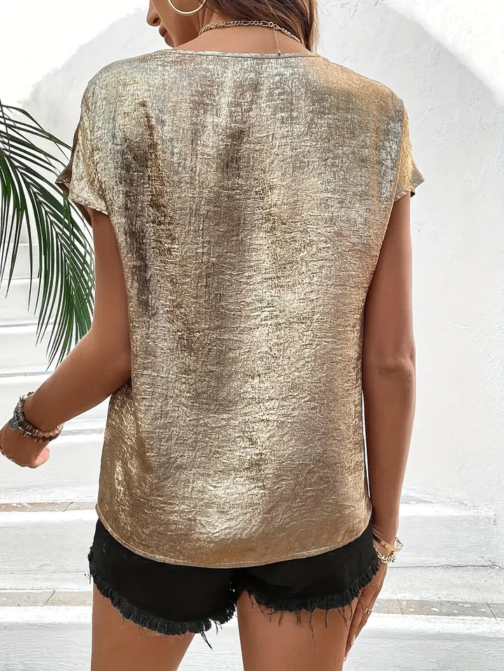 AULEREA - BLUSA ELEGANTE CON ESCOTE EN V