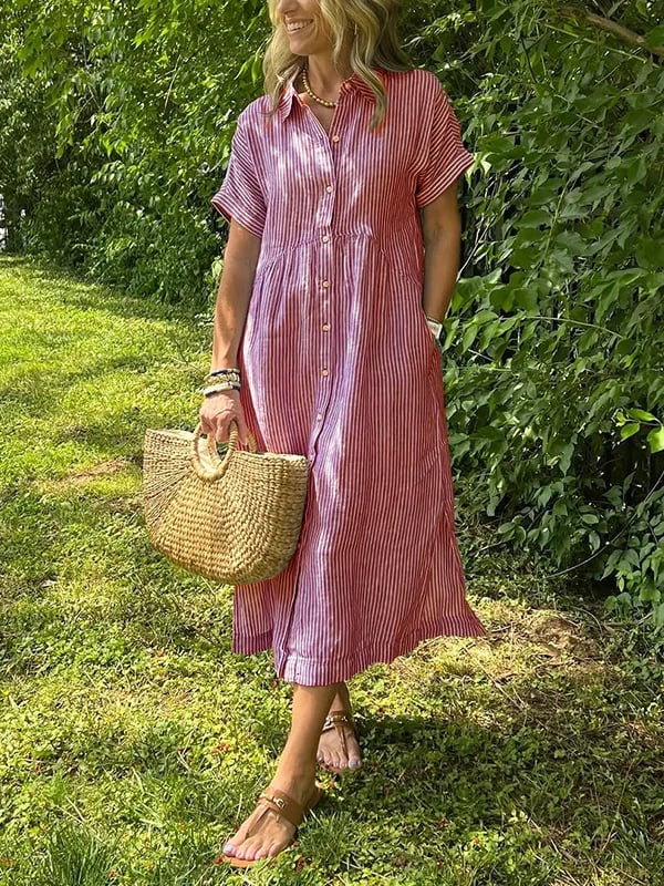 JOVIE - VESTIDO MAXI CLÁSICO ELEGANTE A RAYAS