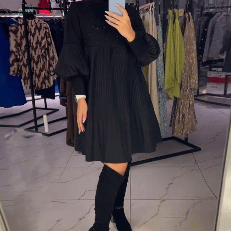 JODIEROSE - VESTIDO TALLA GRANDE CON MANGAS ABULLONADAS