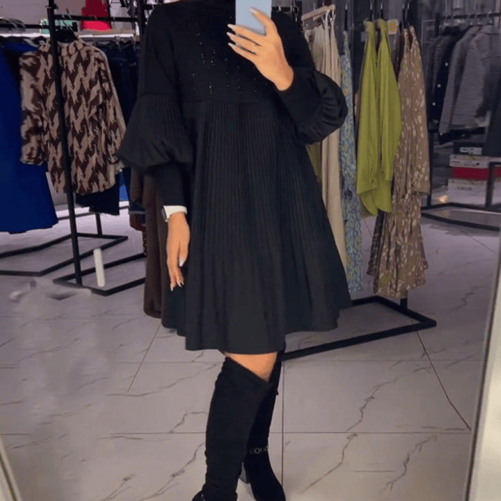 JODIEROSE - VESTIDO TALLA GRANDE CON MANGAS ABULLONADAS
