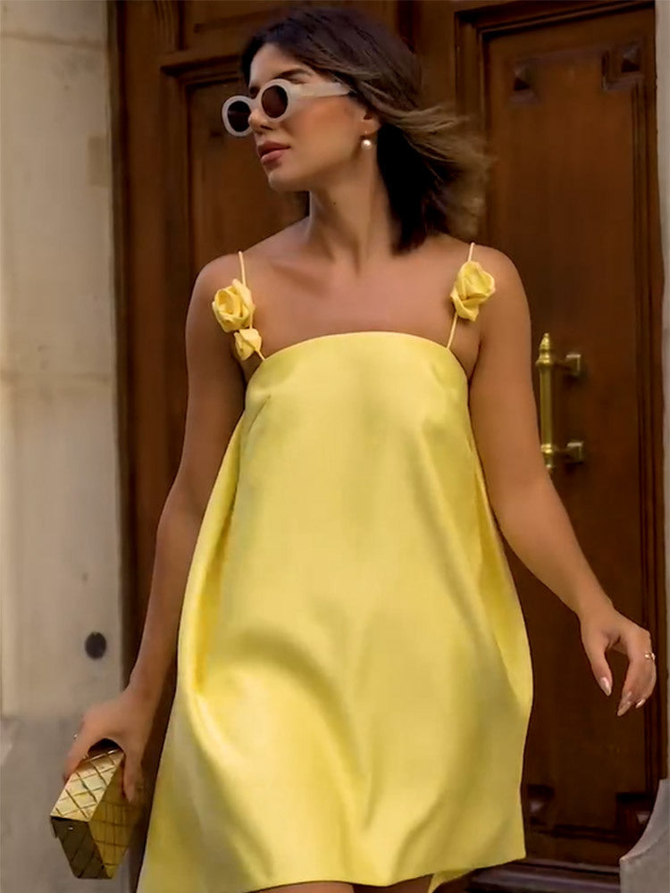 CALLIE - VESTIDO CON ESPALDA DESCUBIERTA Y ENCANTO DE ROSAS