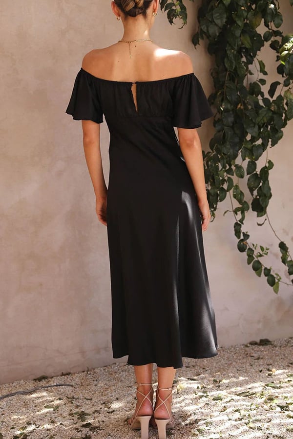 KAIA - VESTIDO SEXY DE SATÉN CON HOMBROS DESCUBIERTOS