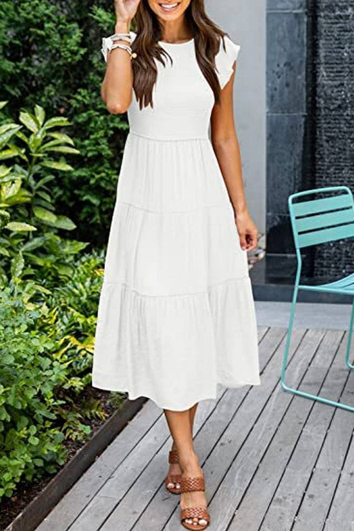 MARINEL - VESTIDO MIDI ELEGANTE FRUNCIDO