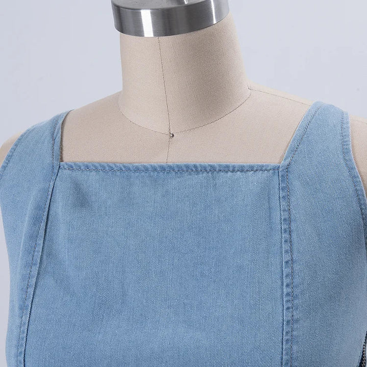 FEMAR - VESTIDO SIN MANGAS DE DENIM MIDNIGHT CON TIRANTES