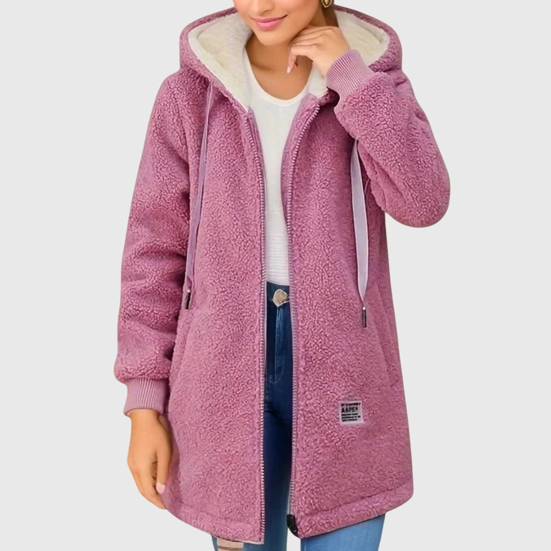 ANJIE - CHAQUETA DE FORRO POLAR LUXURY DE LONGITUD MEDIA