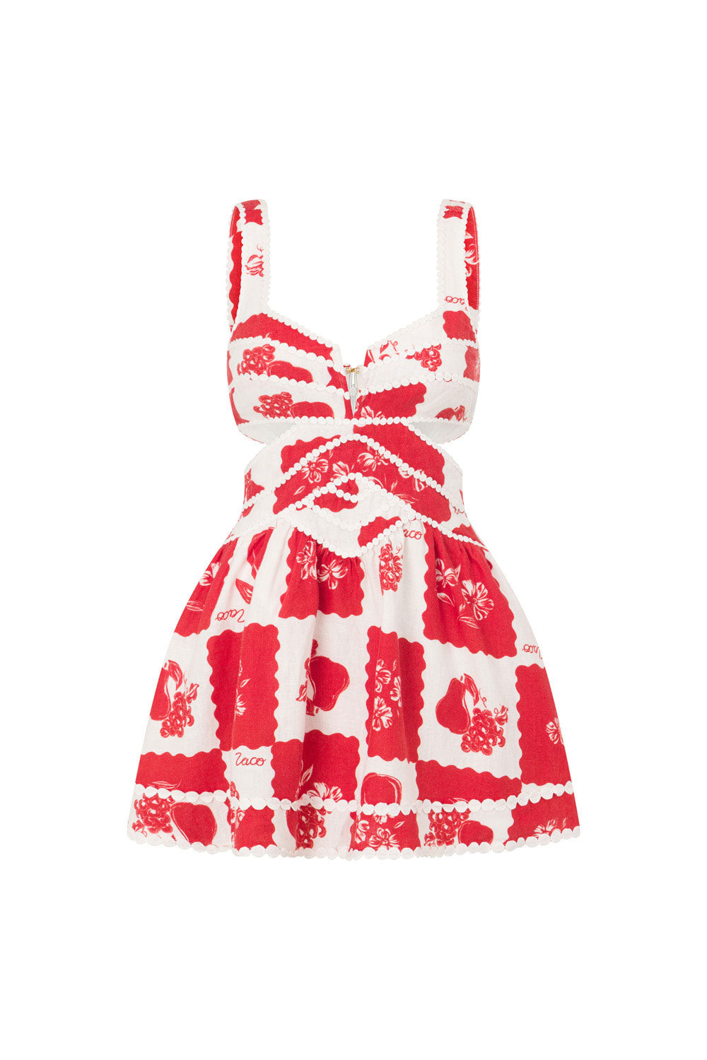 ASINETH - VESTIDO MINI COQUETO ROJO Y BLANCO