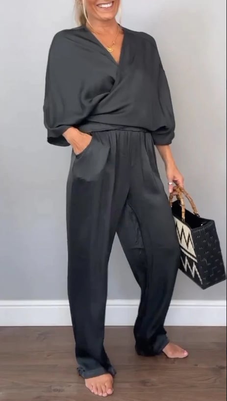 BALENA - CONJUNTO ENVOLVENTE DE TALLA COMPLETA CON BLUSA Y PANTALONES