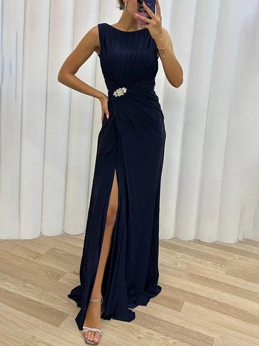 Davina - Vestido de Noche Maxi Plisado