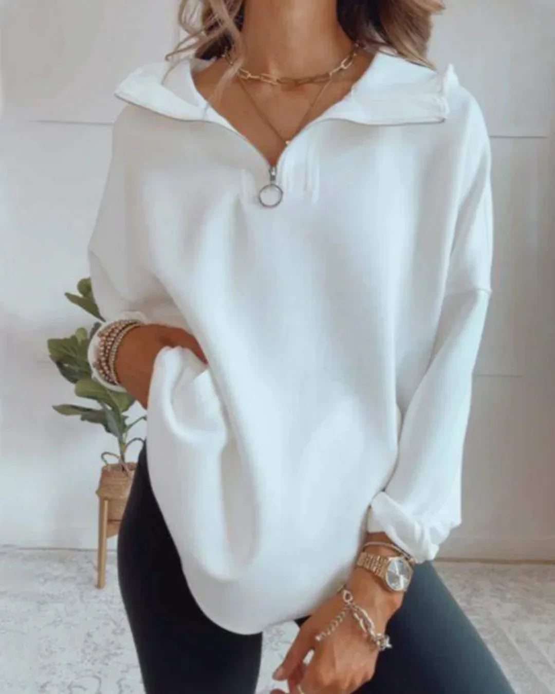 LIANA - SUDADERA CON CREMALLERA CUARTO Y AJUSTE HOLGADO