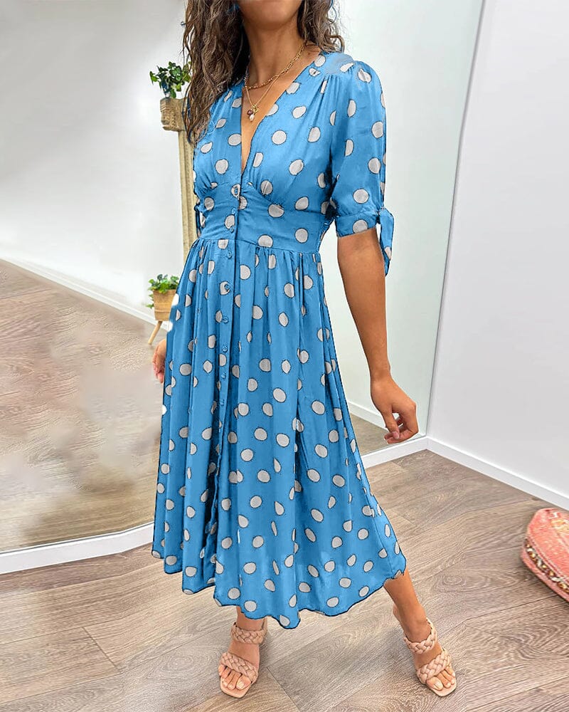SAINTCLAIR - VESTIDO SWEETHEART CON ESCOTE EN V PROFUNDO Y LUNARES