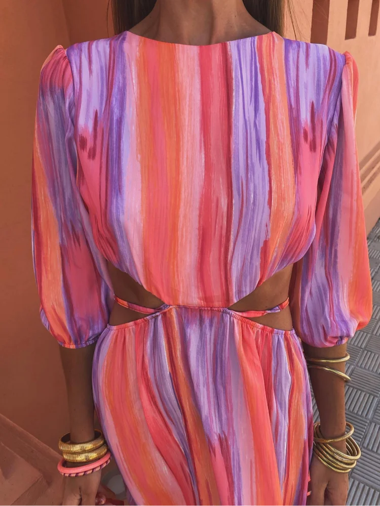 INCARNACION - VESTIDO ELEGANTE SIN ESPALDA CON MANGAS ABULLONADAS