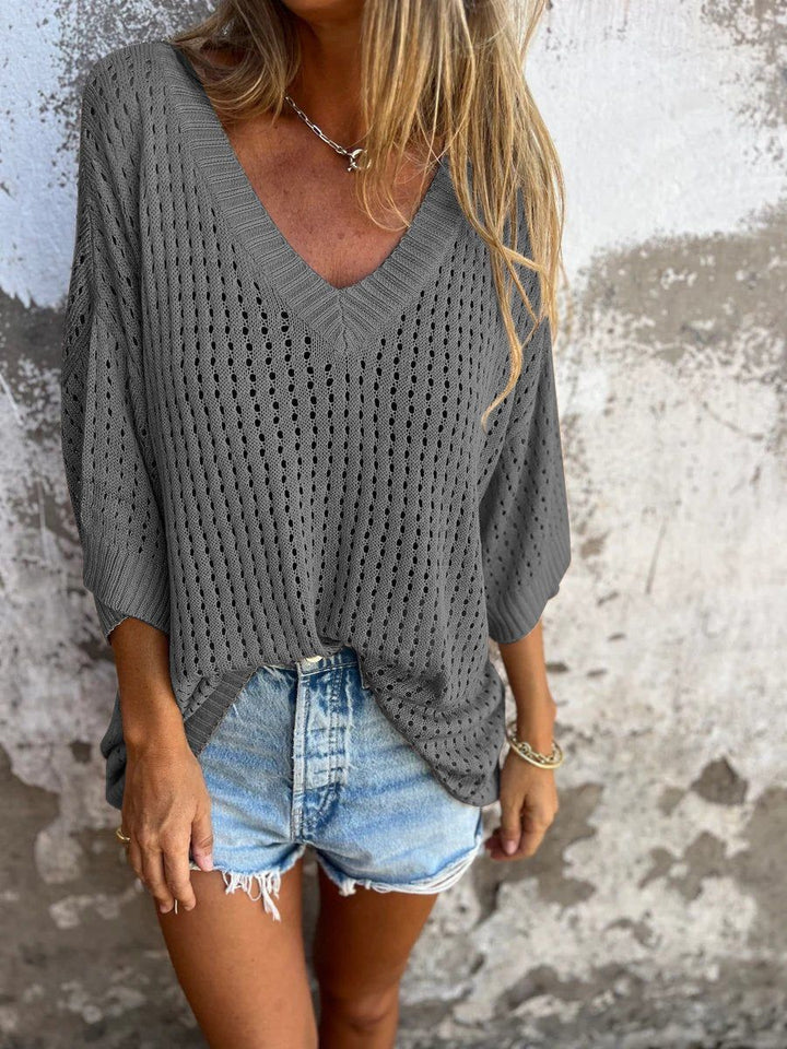 MARIGOLD - SUÉTER DE CROCHET CON ESCOTE EN V