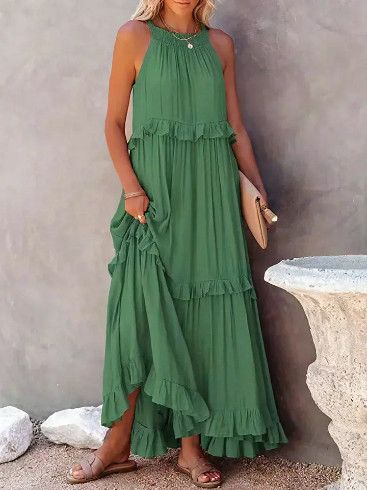 Emilia - Vestido Maxi Halter con Volantes