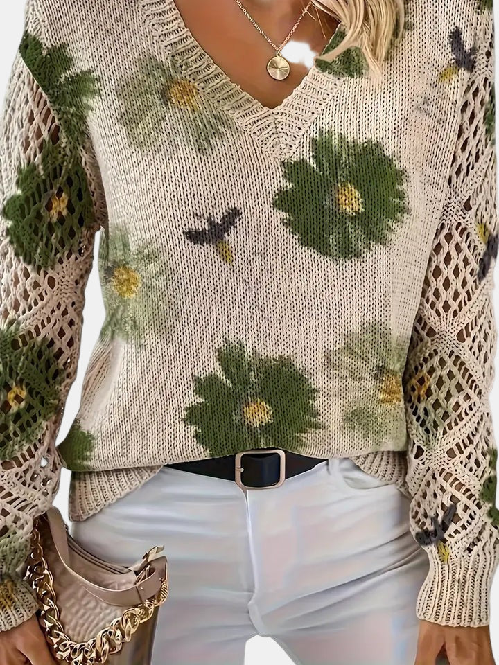 YASMIN - SUÉTER DE PUNTO CON HERMOSAS FLORES