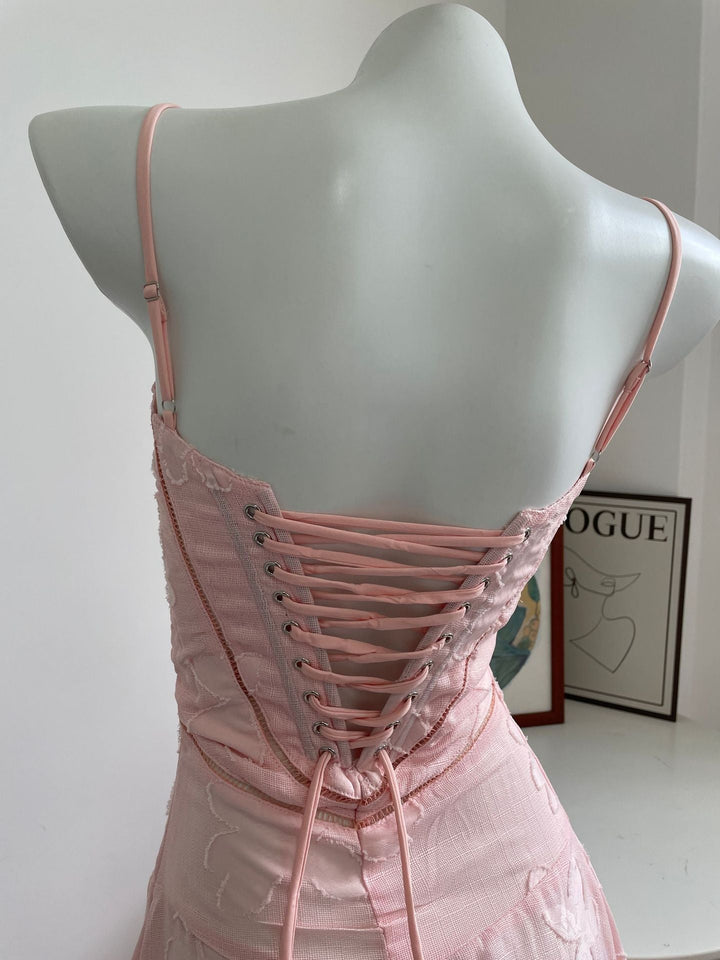 MELISSA - VESTIDO MAXI FLORAL CON CORDONES EN LA ESPALDA
