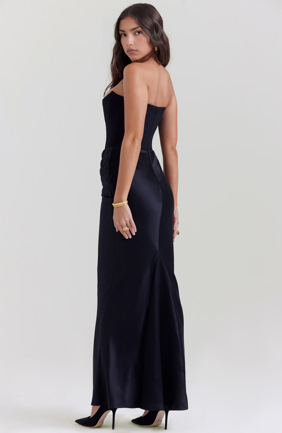 Hera - Elegante Vestido de Fiesta Retro Sin Tirantes de Color Sólido
