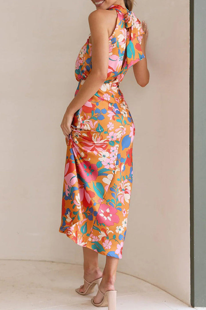 BRYNLEE - VESTIDO ELEGANTE DE CUELLO ASIMÉTRICO CON PATCHWORK