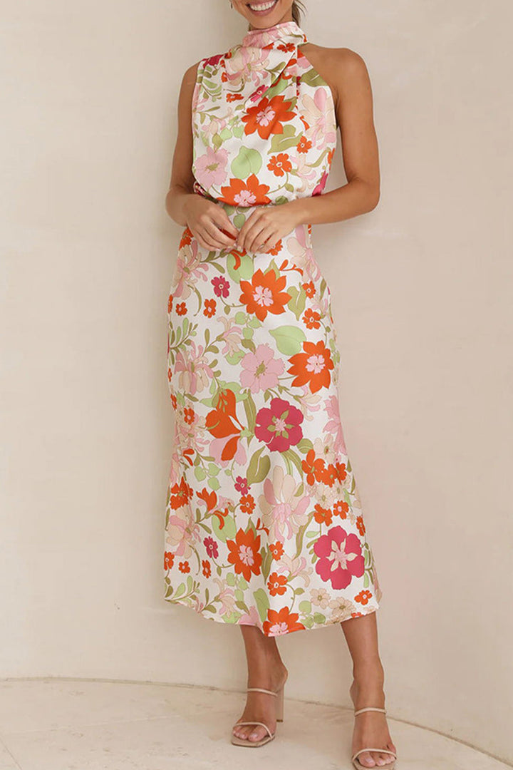 BRYNLEE - VESTIDO ELEGANTE DE CUELLO ASIMÉTRICO CON PATCHWORK