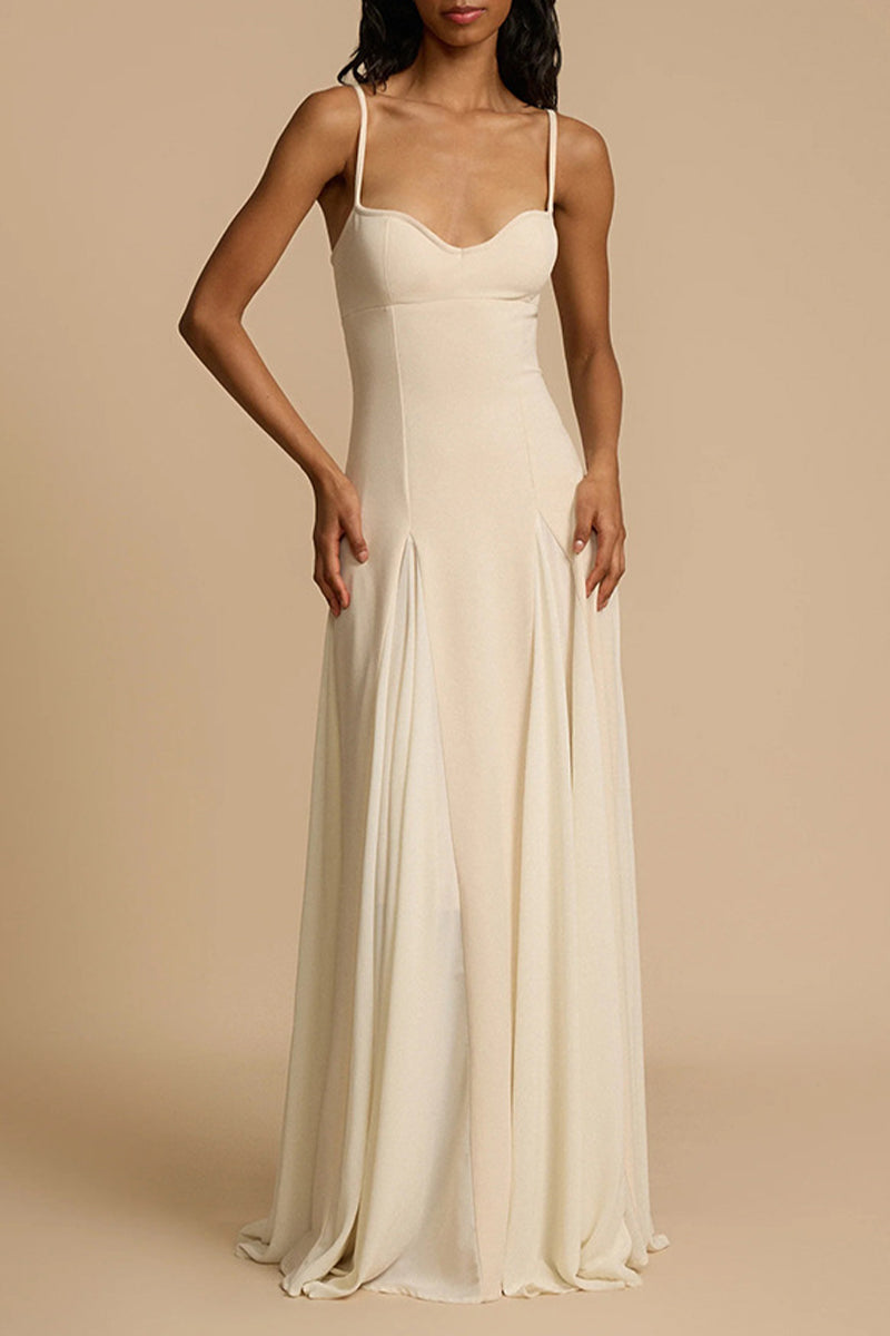 JAMMY - VESTIDO LISO CHIC CON ESCOTE EN V Y TIRANTES