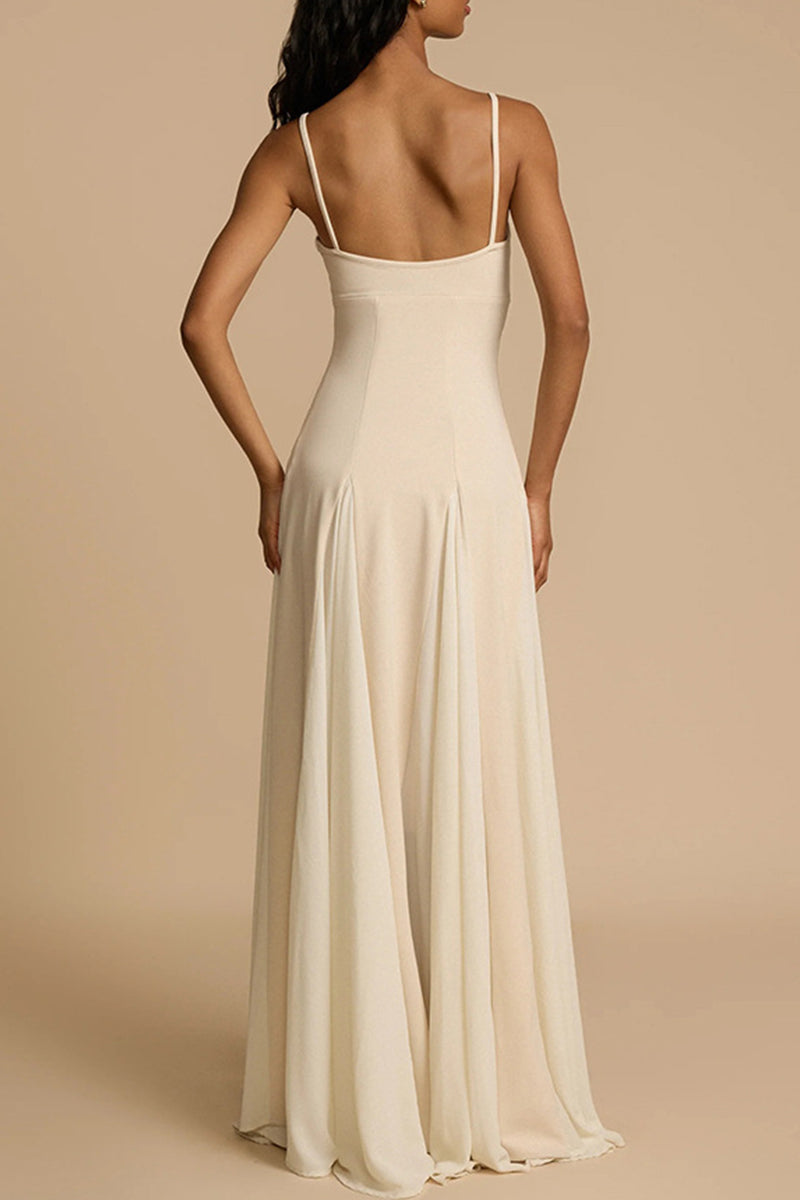JAMMY - VESTIDO LISO CHIC CON ESCOTE EN V Y TIRANTES