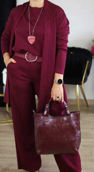 NATALIE - CONJUNTO CLÁSICO DE 3 PIEZAS CON CARDIGAN, TOP Y PANTALONES
