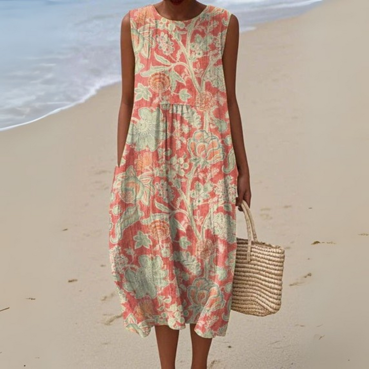CATALINA - VESTIDO VINTAGE DE FLORES CON SILUETA