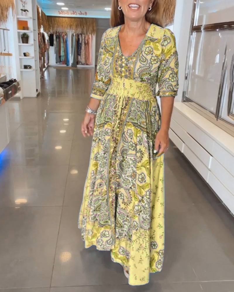 CHERA - VESTIDO ELEGANTE DE VACACIONES CON ESCOTE EN V