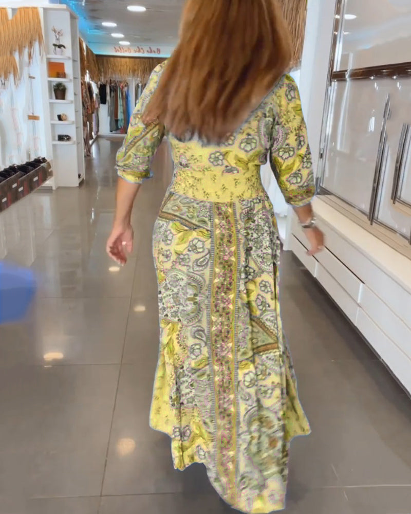 CHERA - VESTIDO ELEGANTE DE VACACIONES CON ESCOTE EN V
