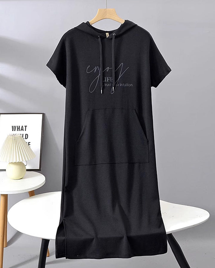 CECILLE - VESTIDO RELAJADO CON CAPUCHA PARA DESCANSAR