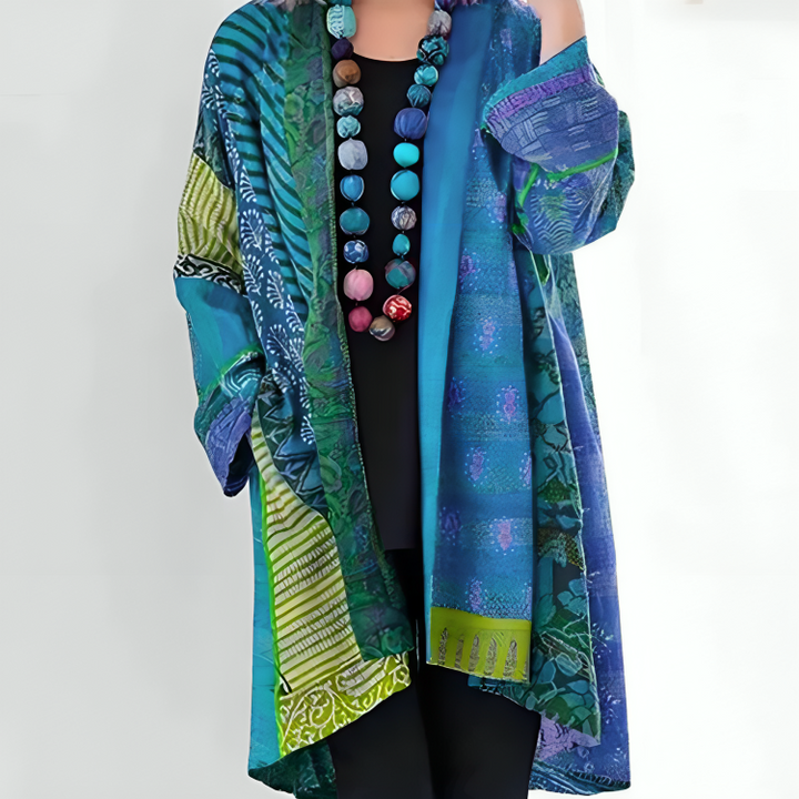 ALICIA - CARDIGAN CON FLECOS Y ESTAMPADO COLORIDO