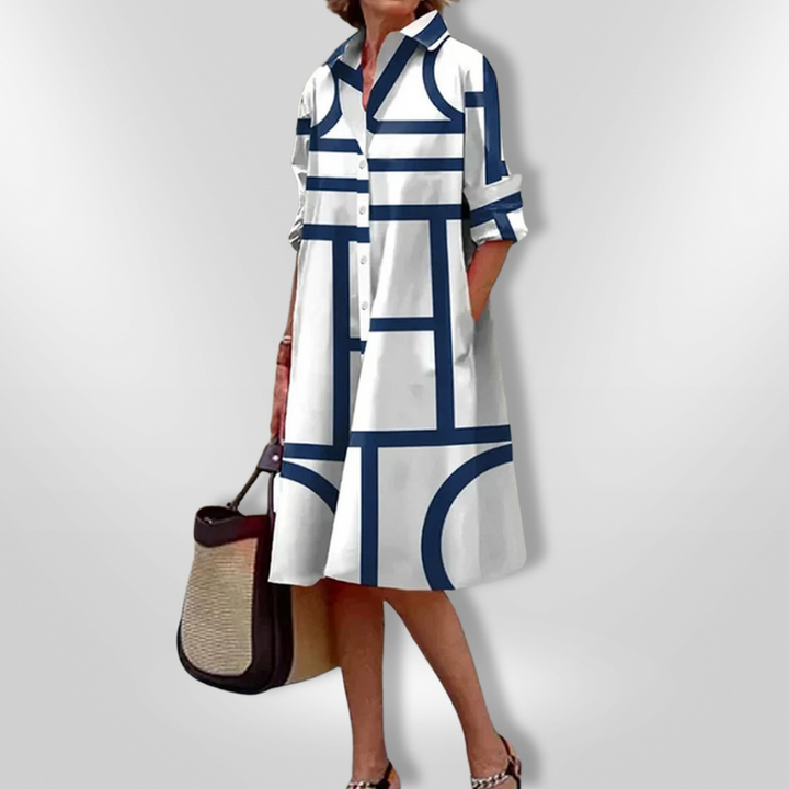 LENSEY - VESTIDO MIDI COTIDIANO CON BOLSILLOS