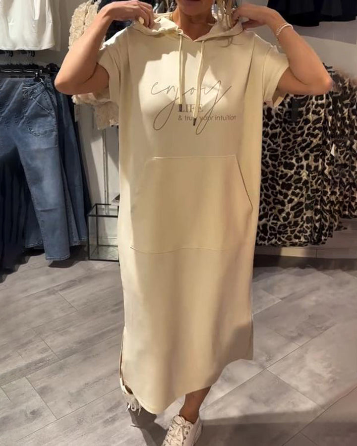 CECILLE - VESTIDO RELAJADO CON CAPUCHA PARA DESCANSAR