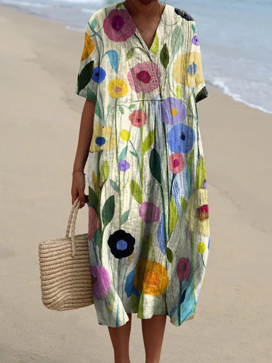GABRIELA - VESTIDO CASUAL CON TEMA DE FLORES