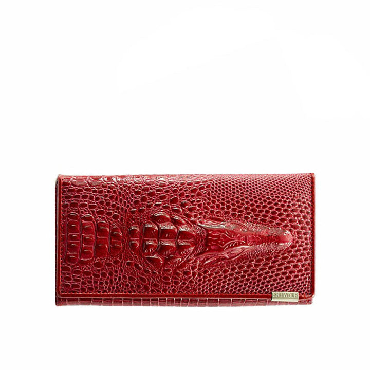EVANGELINE - CARTERA DE CUERO CON RELIEVE DE COCODRILO