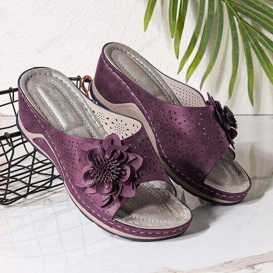 ANNE - SANDALIAS DE CUÑA CON FLORES