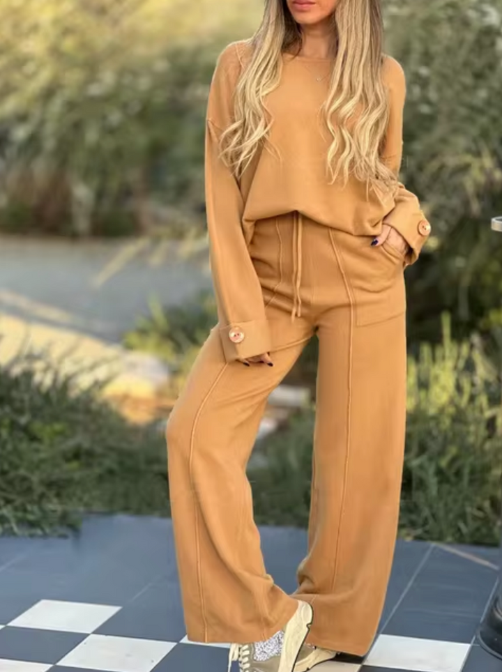 LAIDA - CONJUNTO DE LOUNGEWEAR DE PIERNA ANCHA