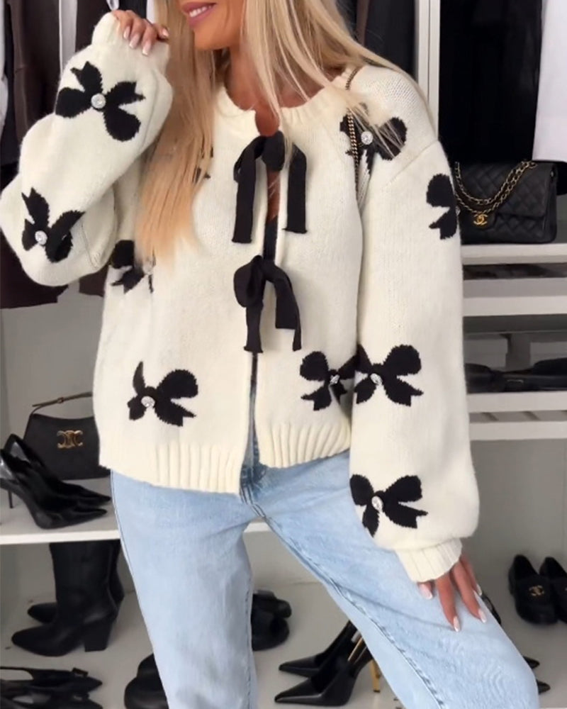 ESMERALDA - CARDIGAN DE CINTA CON DETALLES DE PERLAS A LA MODA
