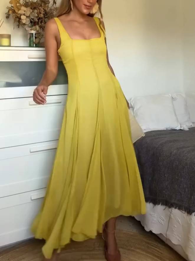 STORI - VESTIDO MAXI DE TIRANTES CON ESCOTE CUADRADO PARA EVENTOS