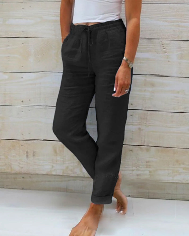 Allison | Pantalones a Medida de Algodón y Lino de Lujo