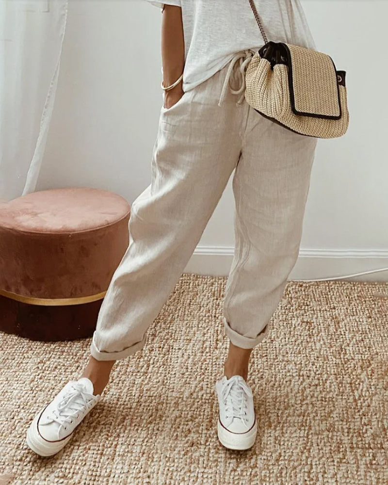 Ely | Pantalones de Lino de Lujo Antisudor