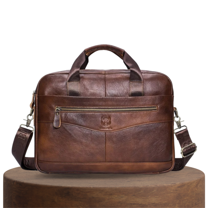 Mason | Bolsa Profesional de Cuero para Laptop con Detalle de Cierre Curvo