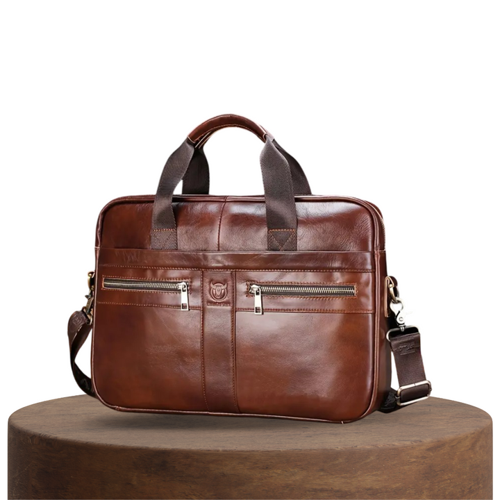 Preston | Elegante Maletín de Cuero para Trabajo con Doble Cremallera Frontal