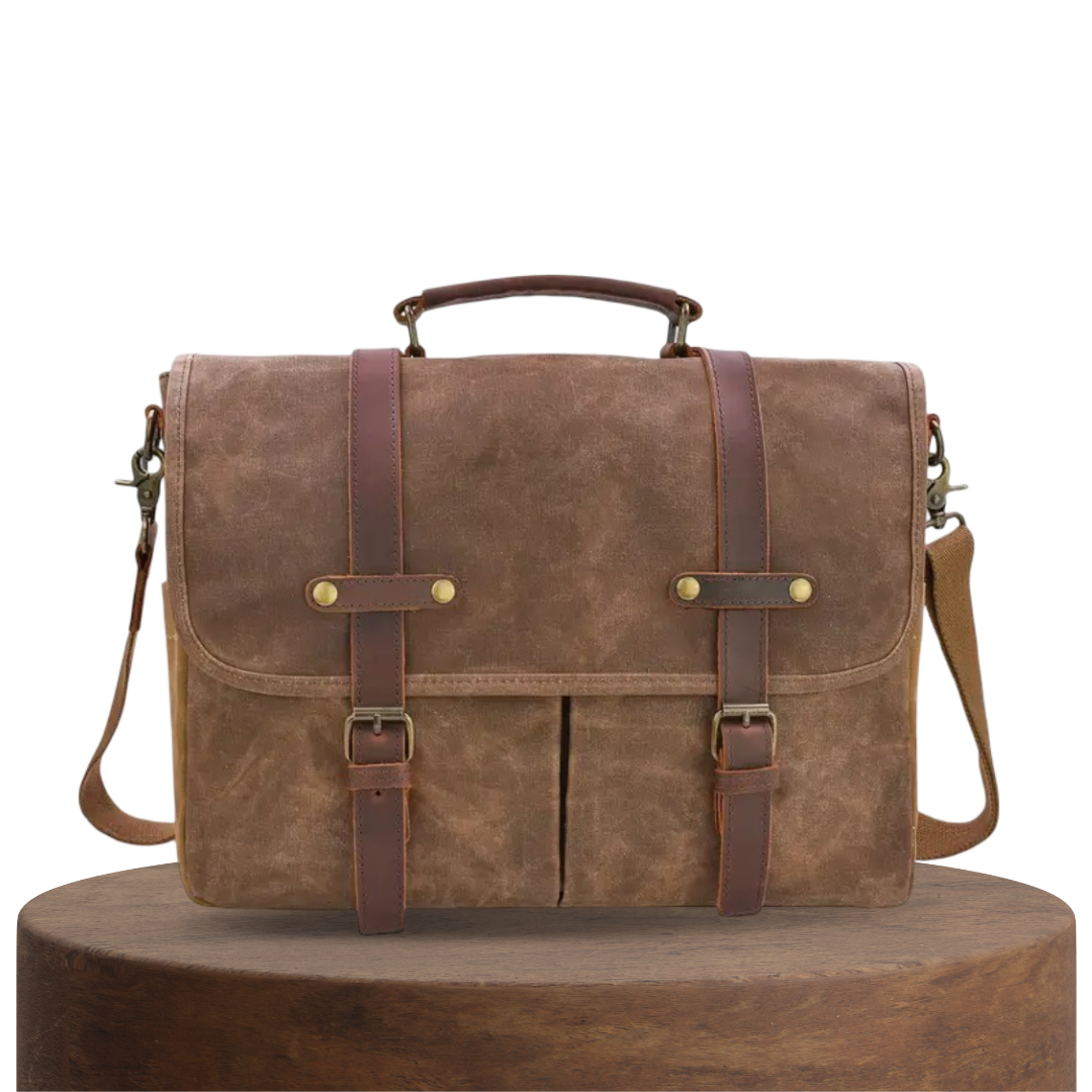 Noah | Bolsa Mensajera Vintage de Lona con Correas de Cuero