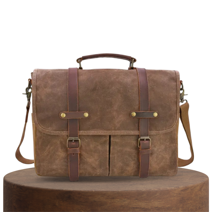Noah | Bolsa Mensajera Vintage de Lona con Correas de Cuero