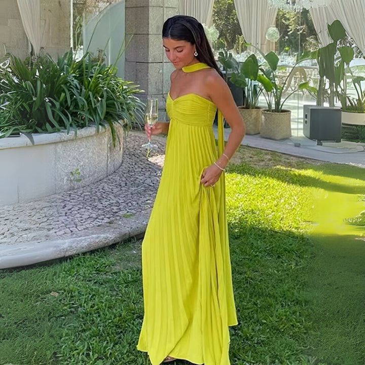 MOIRA - VESTIDO MAXI FORMAL PLISADO