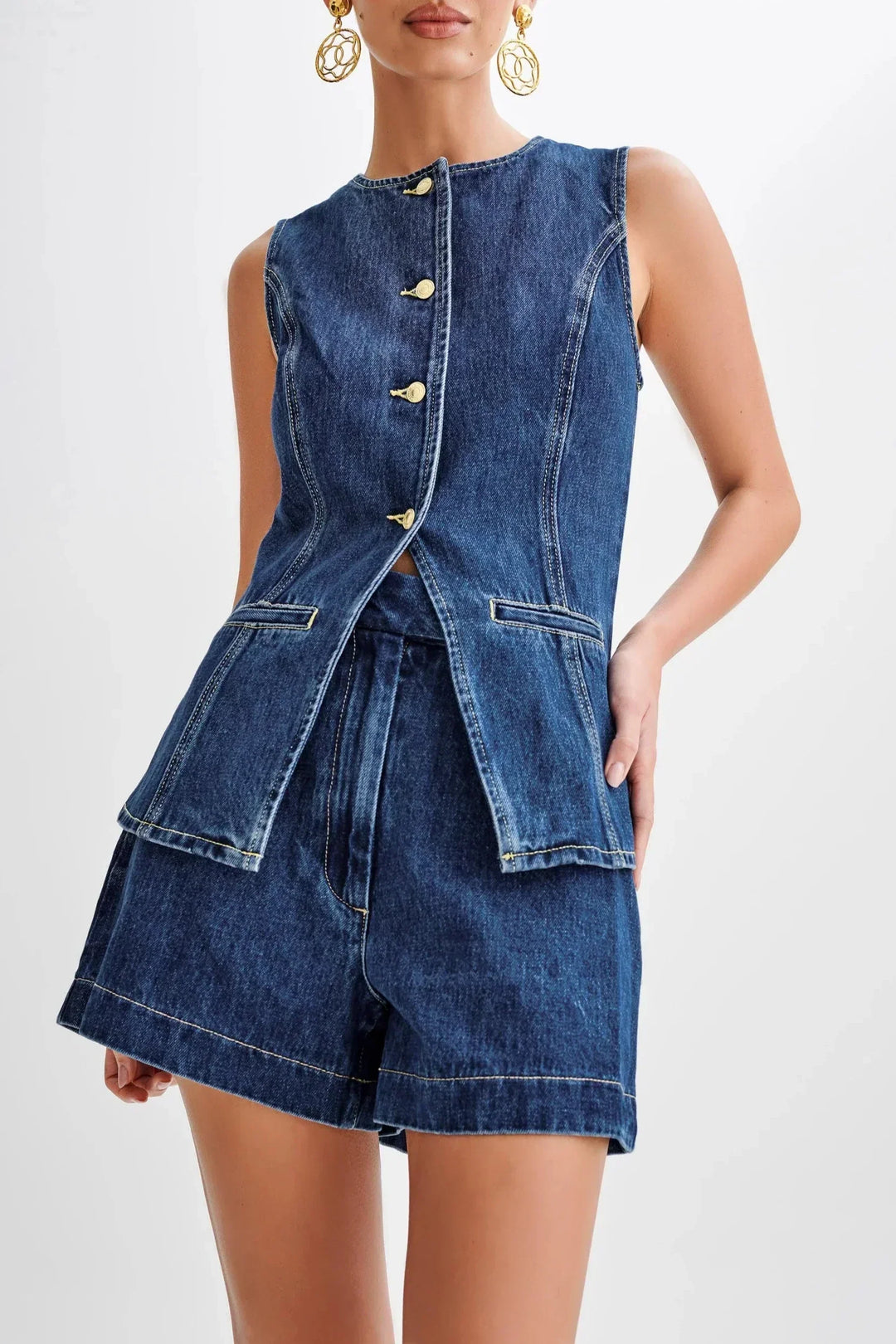 ASTER - CONJUNTO MODERNO DE DENIM DE DOS PIEZAS