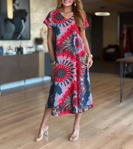EALA - VESTIDO DE PLAYA ÉTNICO CON TIE-DYE